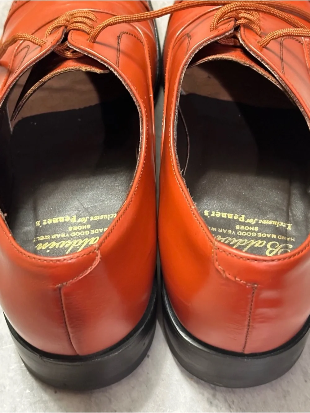 Baldwin Cap Toe Oxford Dress Shoes – Orange Leather – Size 8.5 D - Picture 3 of 6